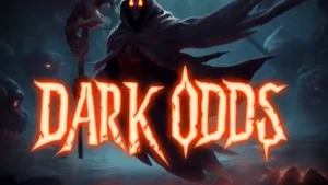 Tampilan layar utama slot Dark Odds dengan tema horor